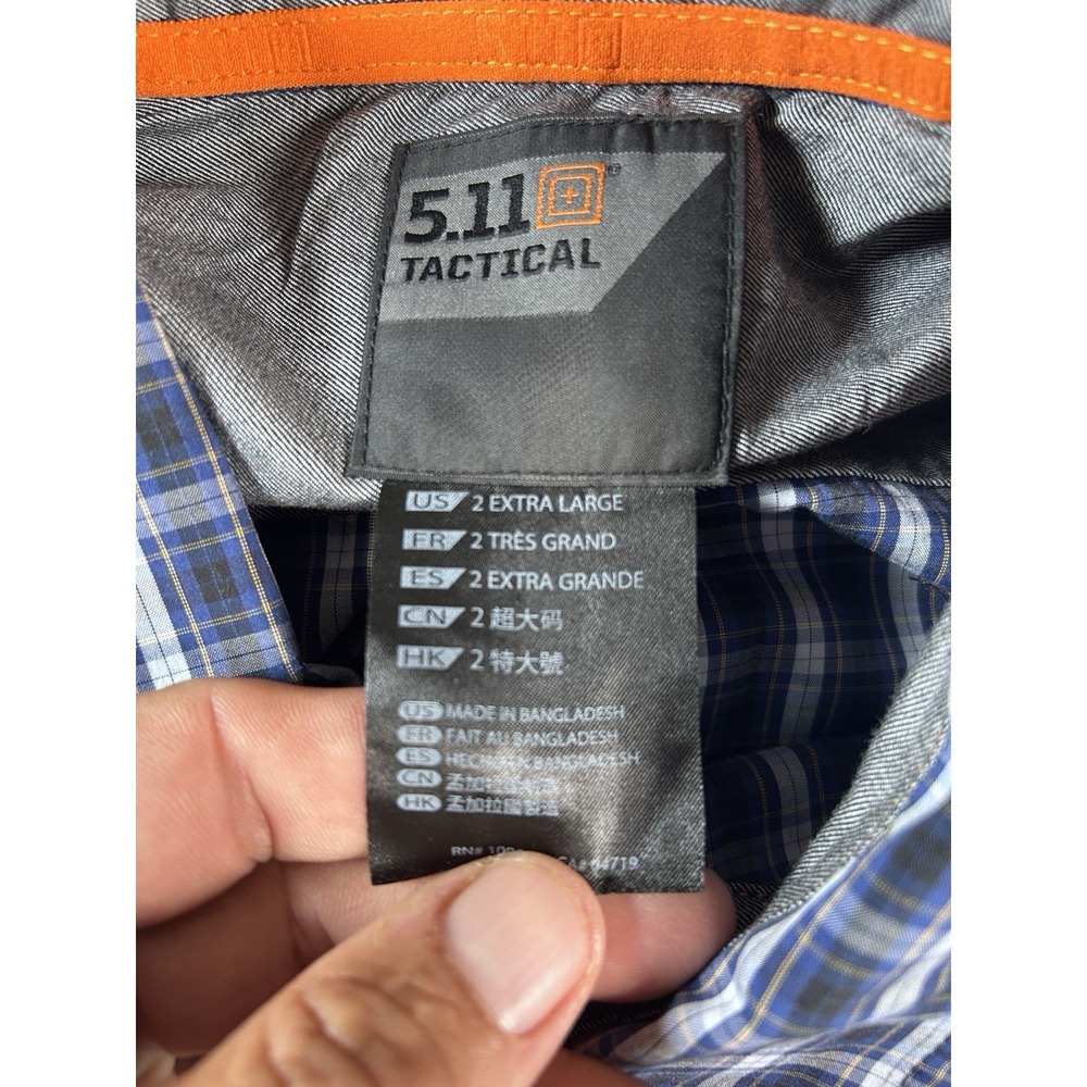 511 Tactical Snap Button Shirt Mens‎ XXL Blue Plaid Long Sleeve Casual - Picture 6 of 7